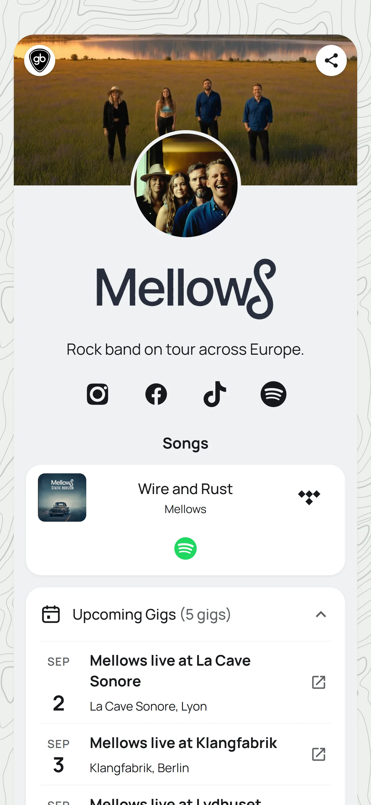 Gigs that update themselves